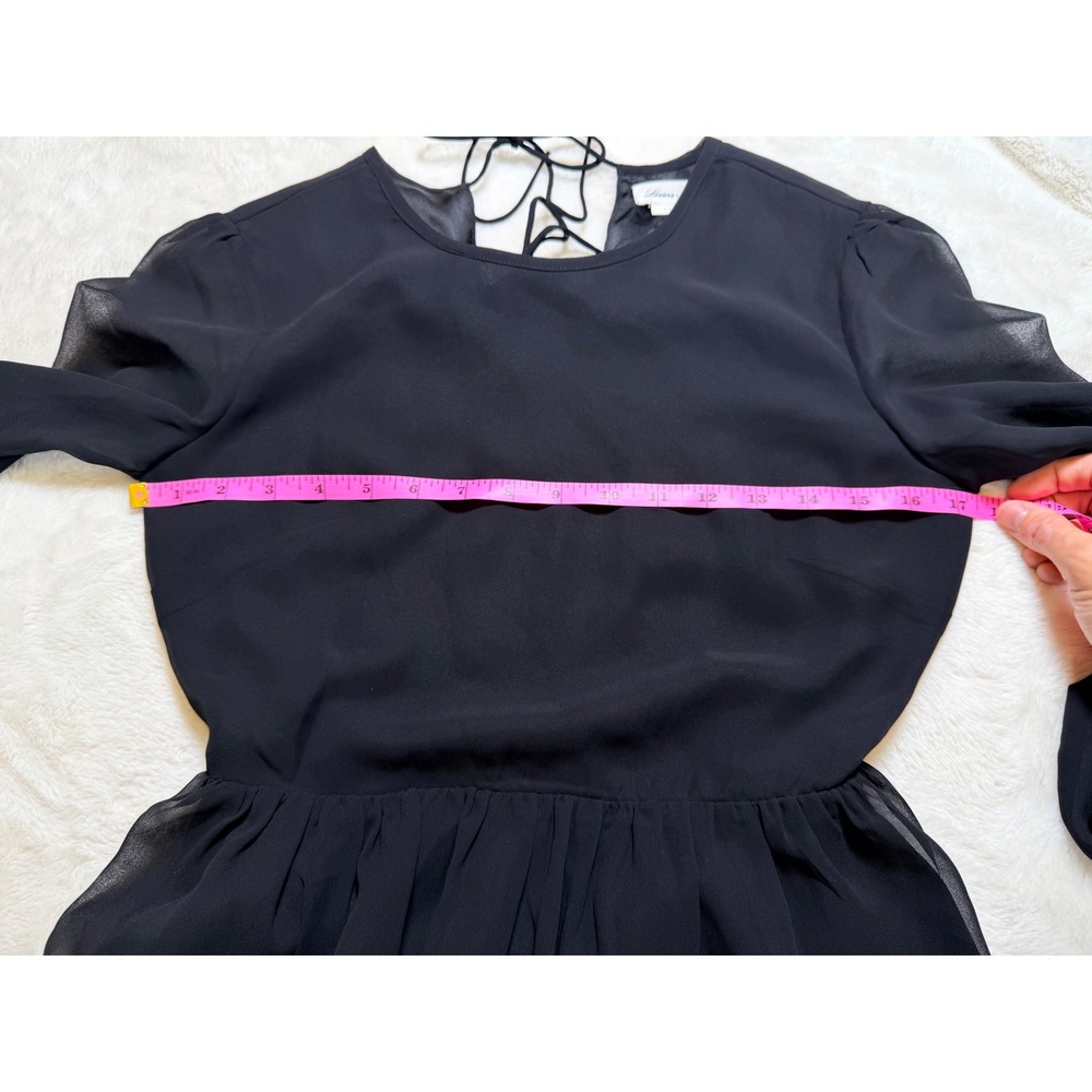 Lovers + Friends Allister Mini Dress Open Back Sheer Long Sleeve Ruffle Hem - Picture 9 of 12